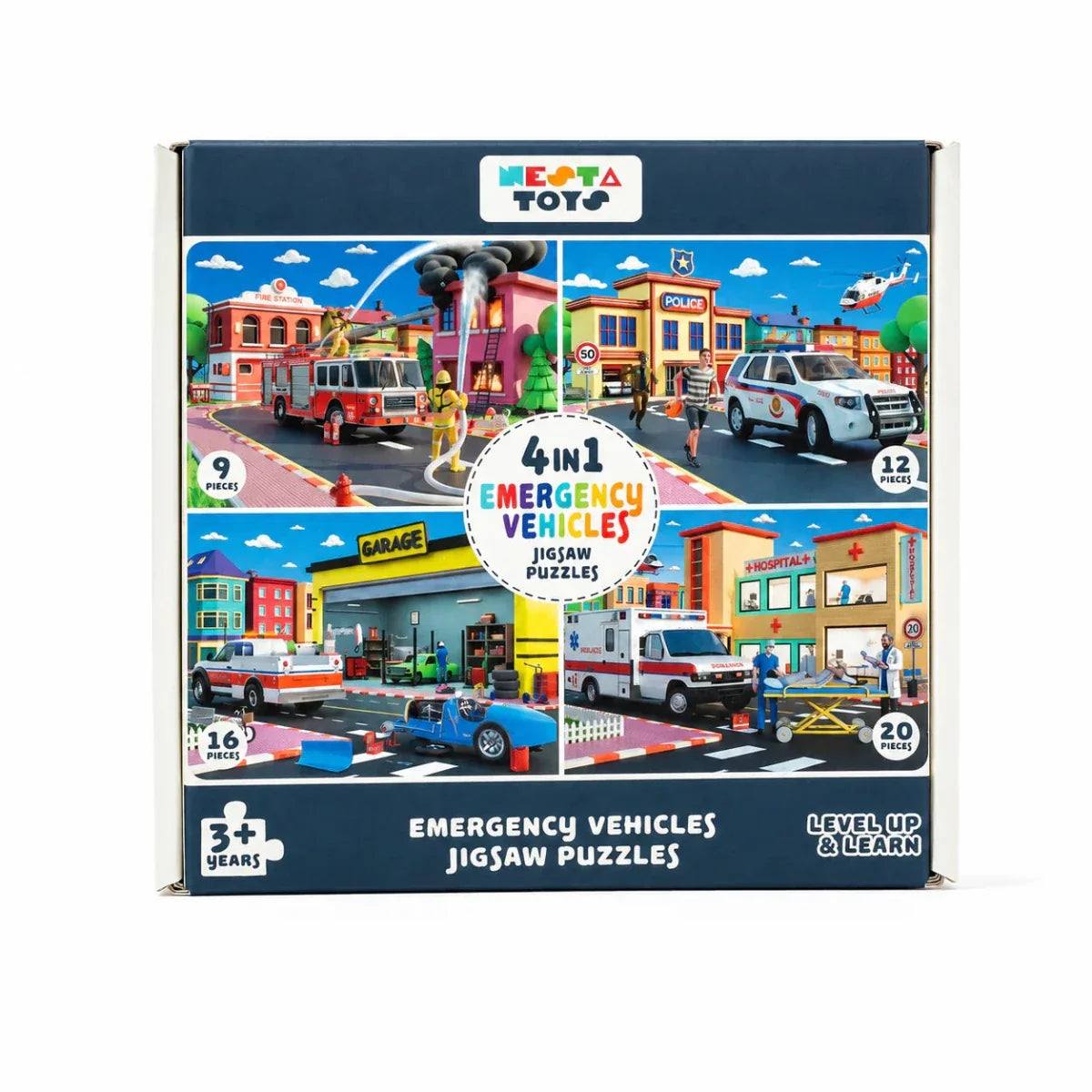 4 in 1 Jigsaw Puzzle - Emergency Vehicles (9 Pcs - 20 Pcs)