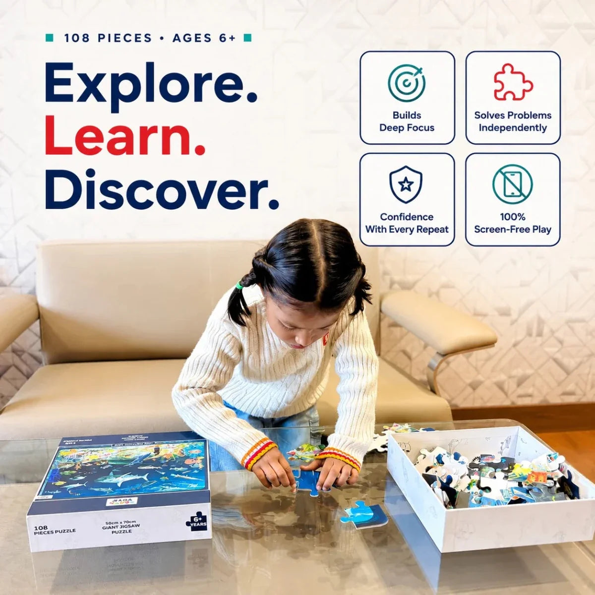 Aquatic Life Jigsaw Puzzle (108 Jumbo Pieces)