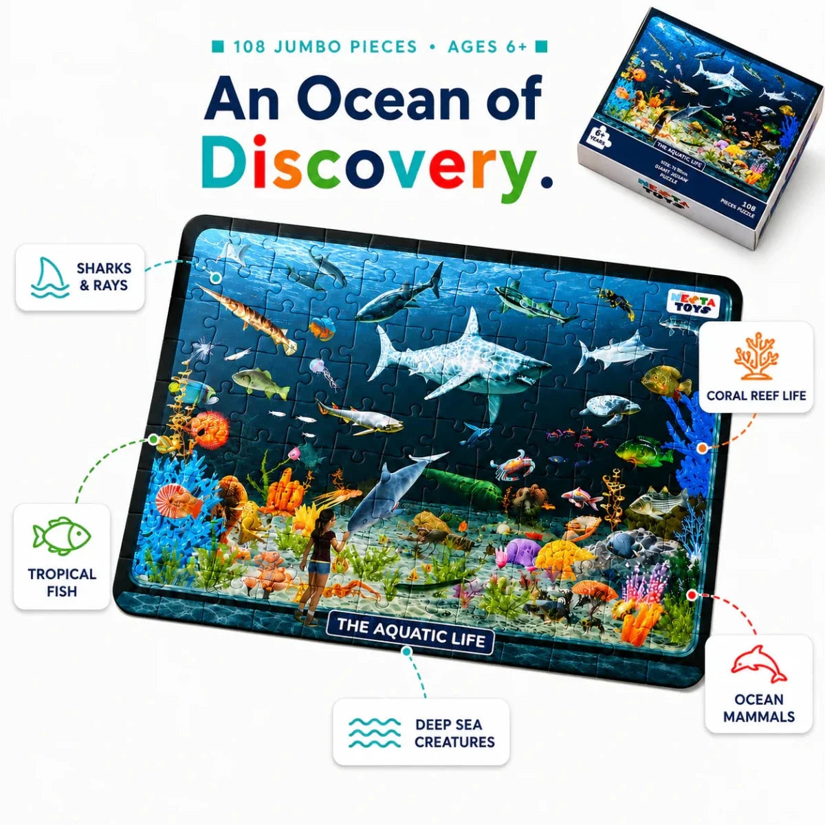 Aquatic Life Jigsaw Puzzle (108 Jumbo Pieces)