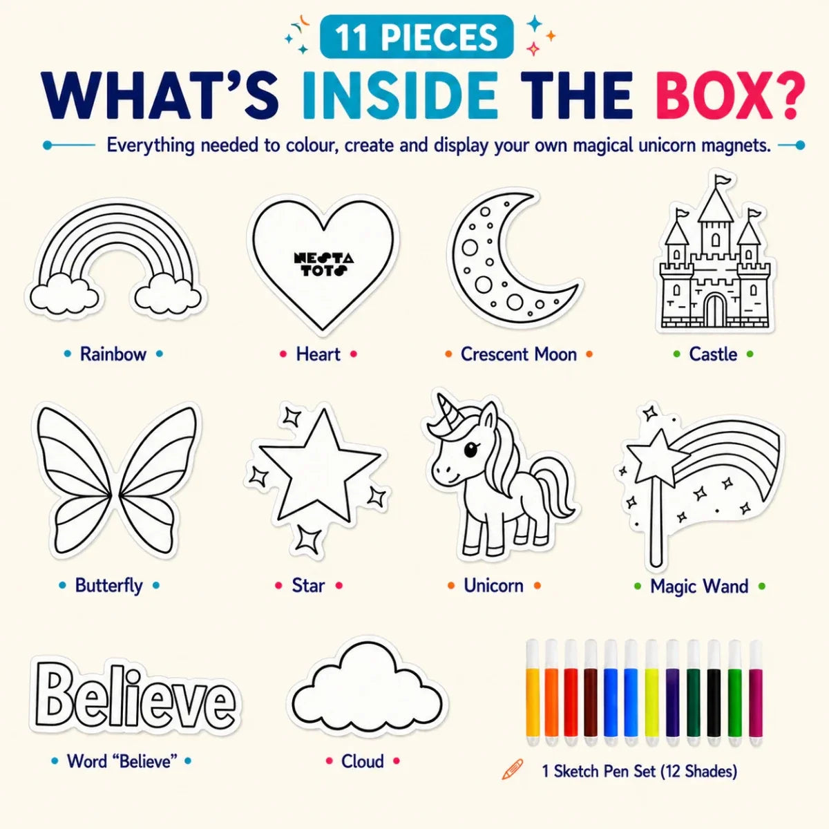 DIY Fridge Magnet (10 Pcs) - Unicorn