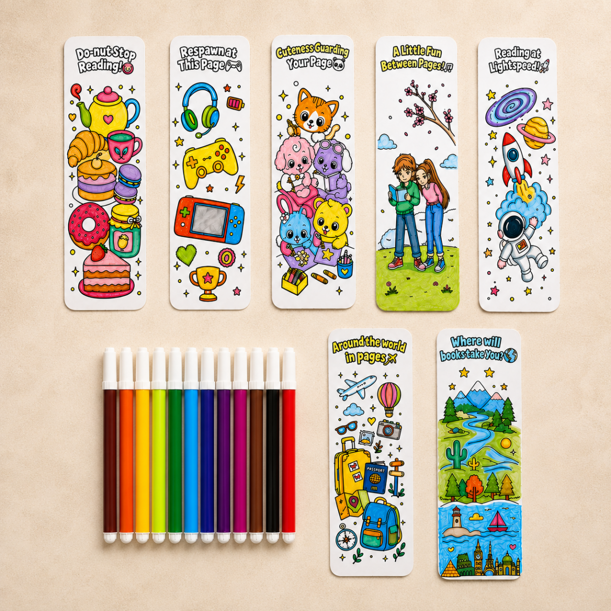DIY Double-Sided Bookmark Kit (7 Pcs) - Art & Craft Activity for Kids