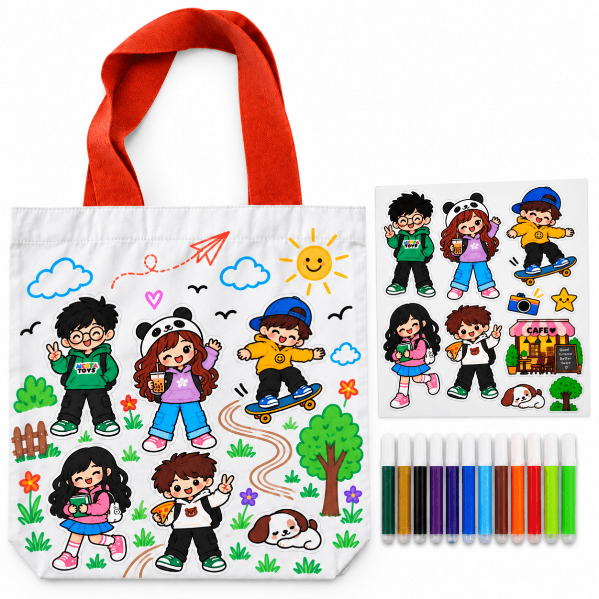 DIY Doodle Tote Bag for Kids - Iron-On Sticker Craft Kit