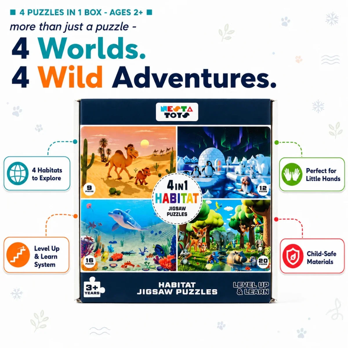 Habitat - 4 in 1 Level Up & Learn Jigsaw Puzzle (9 Pcs - 20 Pcs)