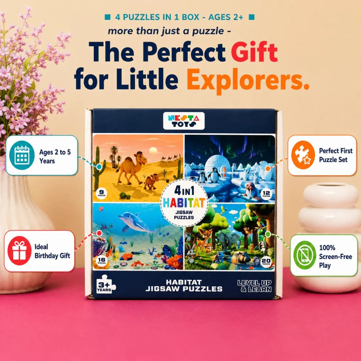 Habitat - 4 in 1 Level Up & Learn Jigsaw Puzzle (9 Pcs - 20 Pcs)