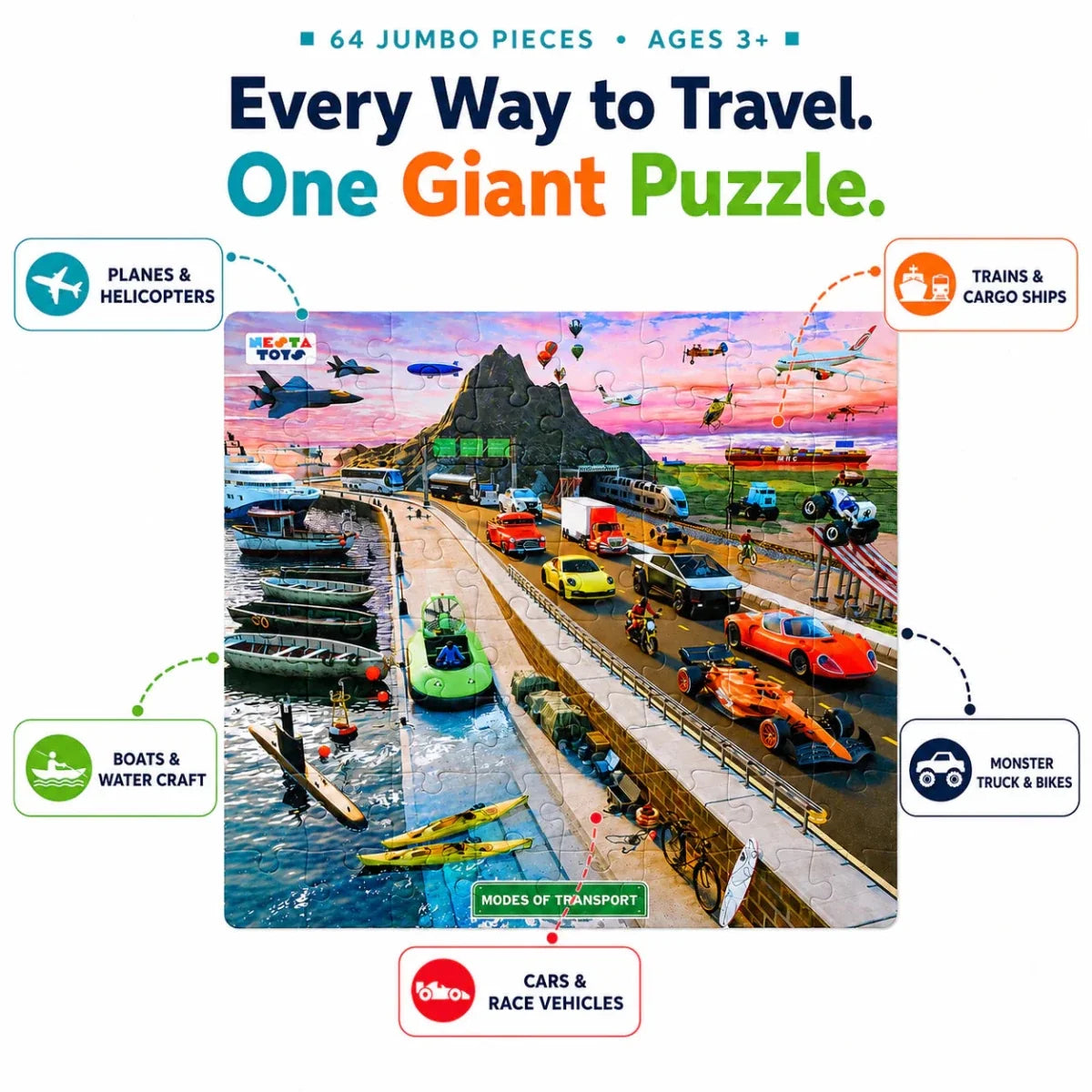 Modes of Transport Jigsaw Puzzle (64 Pcs)