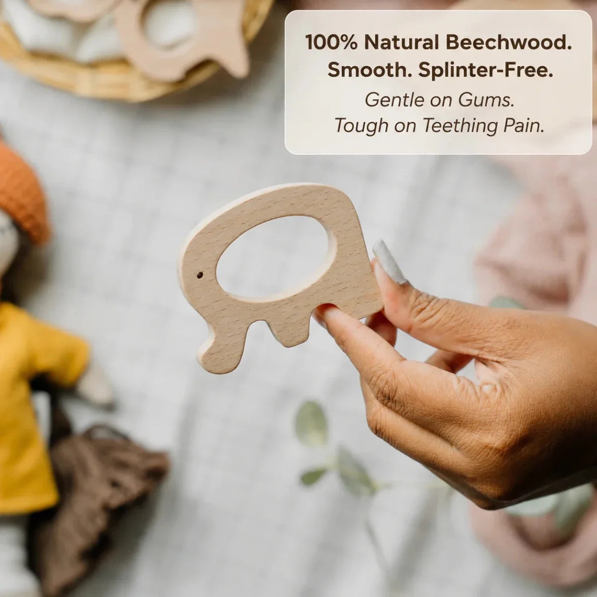 Wooden Elephant Teether (Beech Wood)