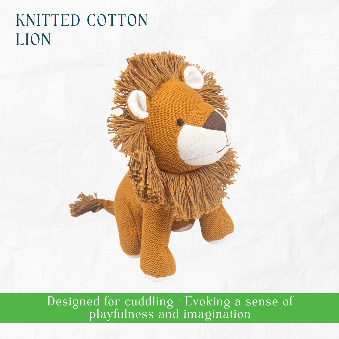 Newborn Gift Set - Lion Plush Toy, Wooden Elephant & Car Teether