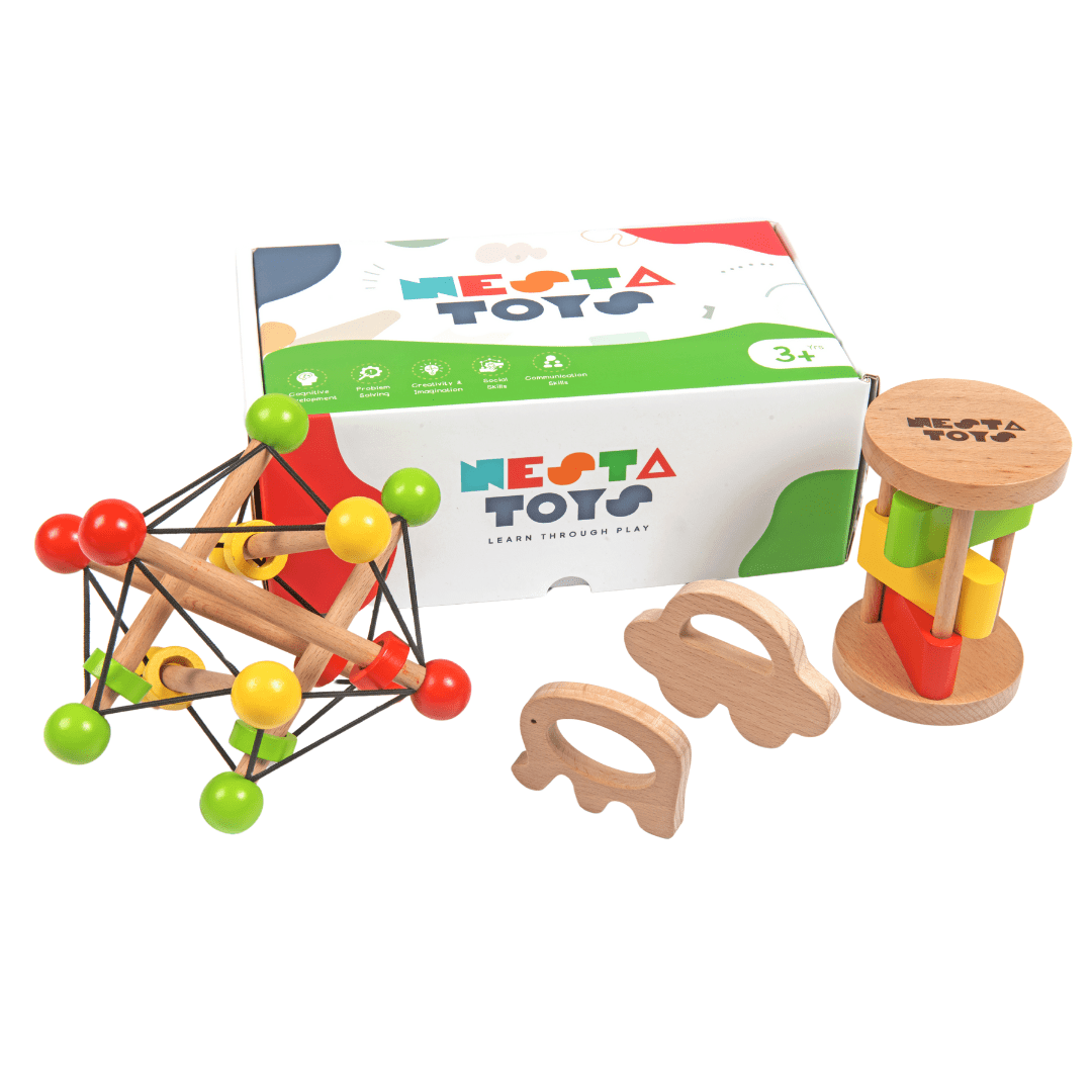 Newborn Gift Set – Skwish Rattle, Clacker Rattle & Wooden Teethers