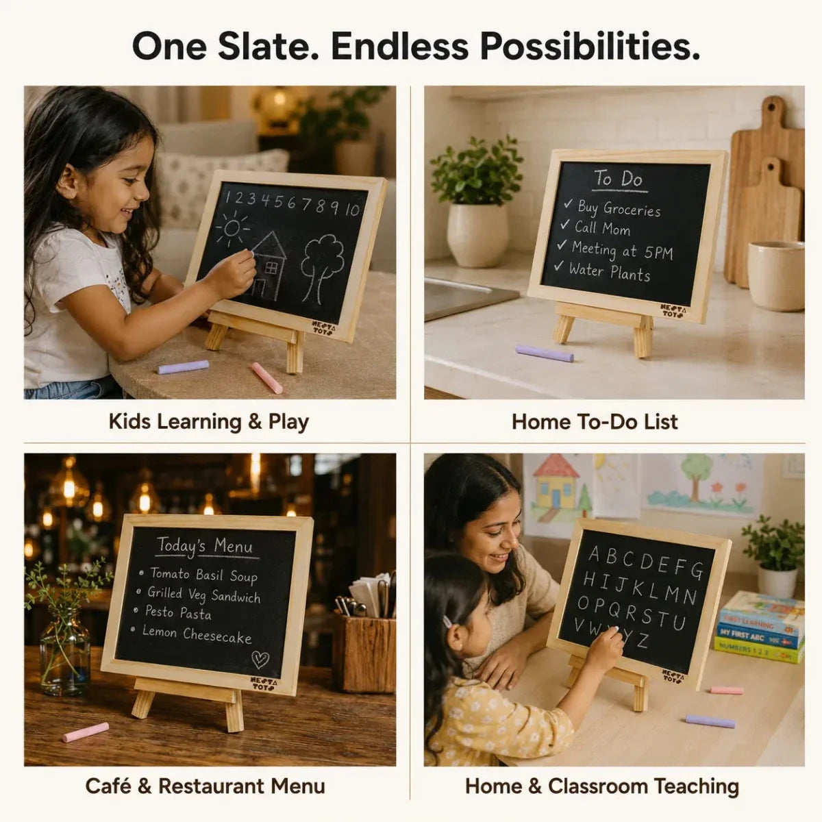 Double Sided Blackboard Slate | Pre-writing Toys for Kids
