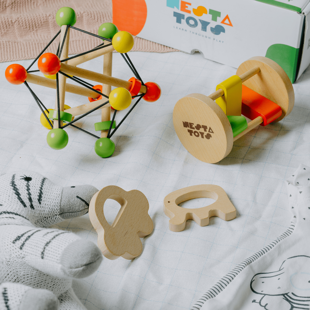 Newborn Gift Set – Skwish Rattle, Clacker Rattle & Wooden Teethers