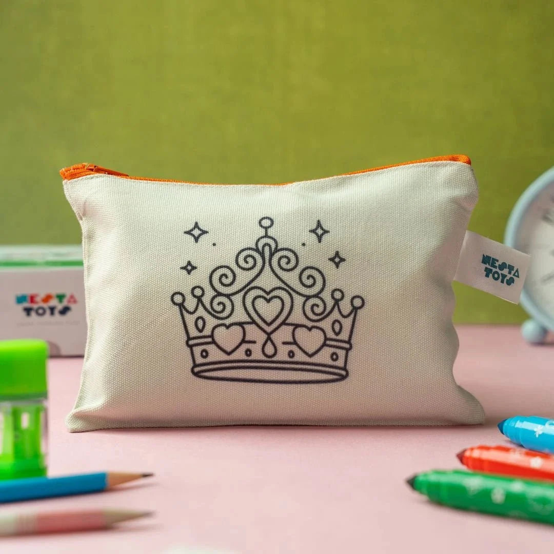 DIY Coloring Cotton Pouch for Kids (Set of 4) – Princess Theme