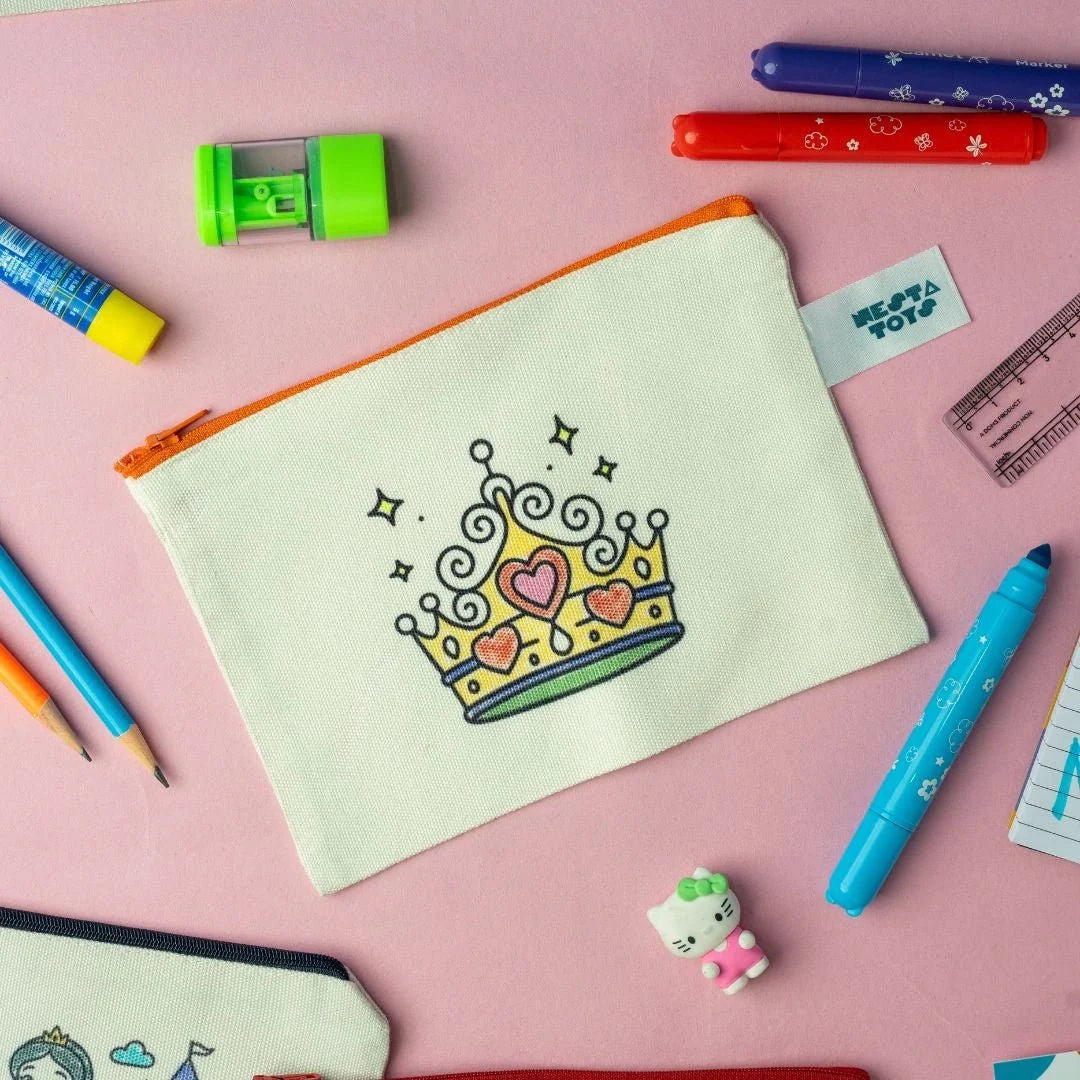DIY Coloring Cotton Pouch for Kids (Set of 4) – Princess Theme