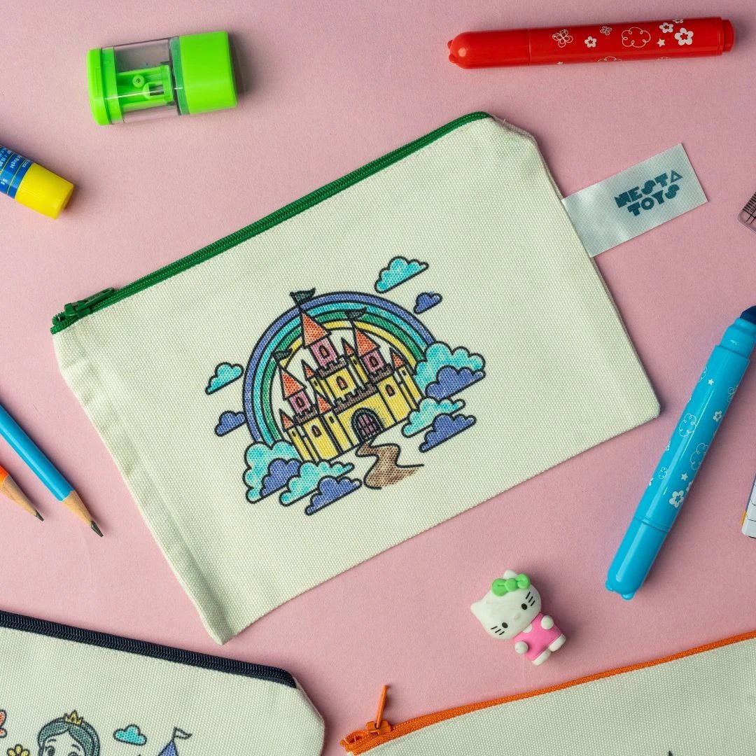 DIY Coloring Cotton Pouch for Kids (Set of 4) – Princess Theme