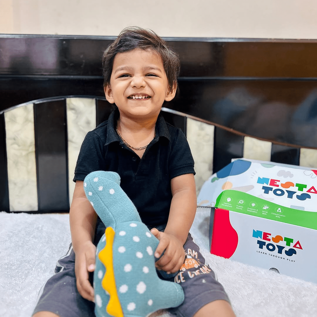 Dippy the Dino | Knitted Cotton Animal Plush Toy for Kids