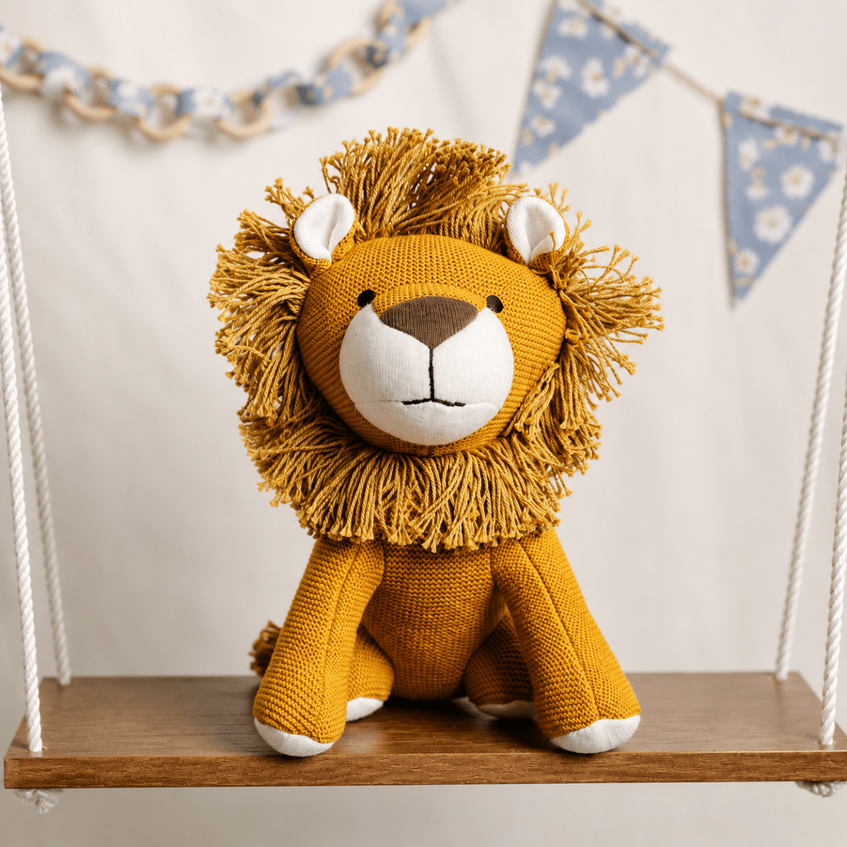 Leo the Lion | Knitted Cotton Animal Plush Toy for Kids