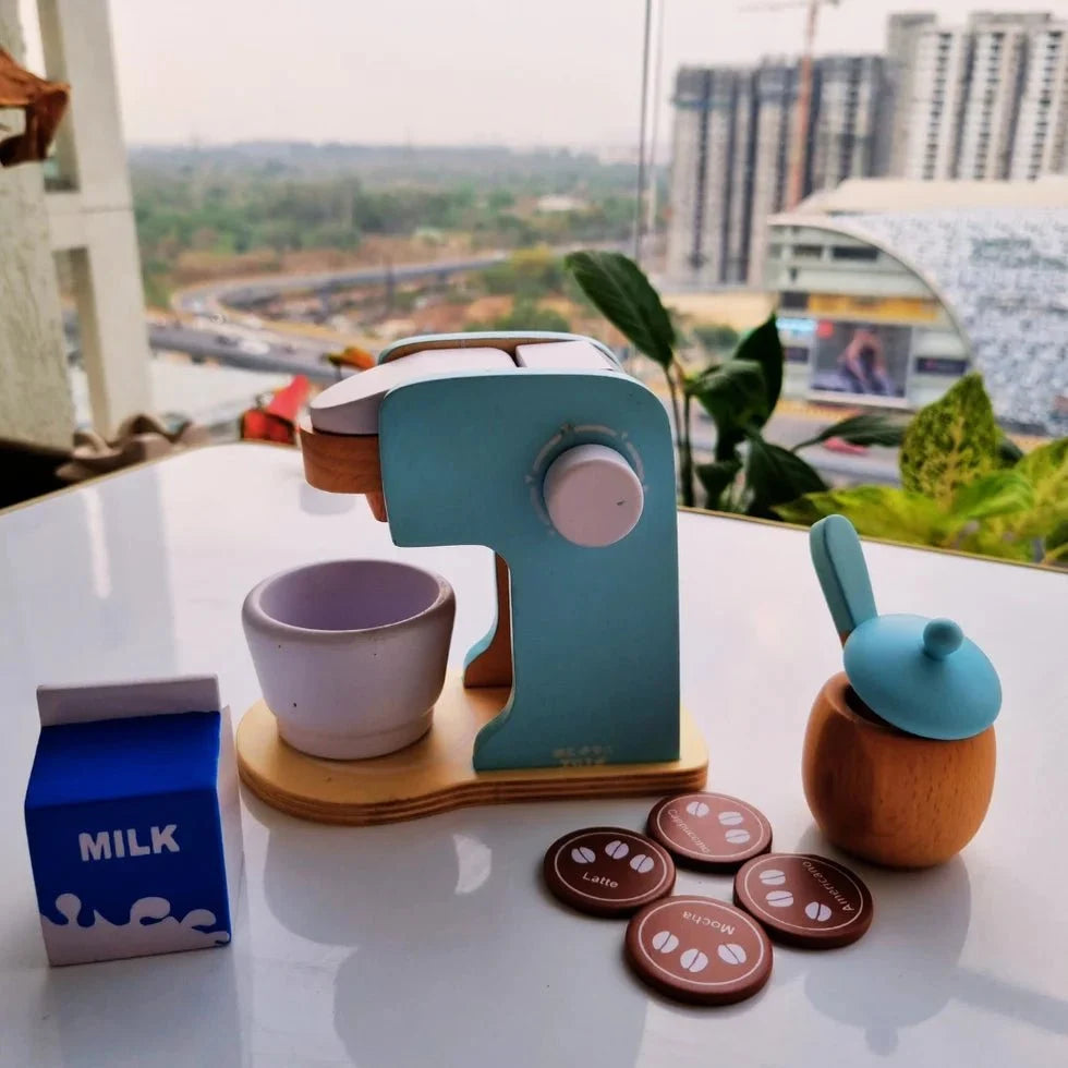Wooden Coffee Machine Toy (Blue)
