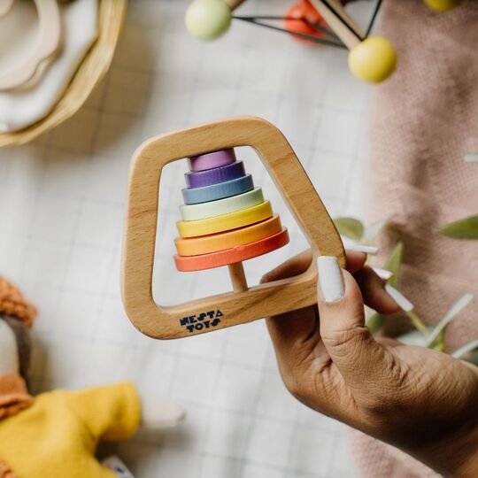 Wooden Rainbow Rattle