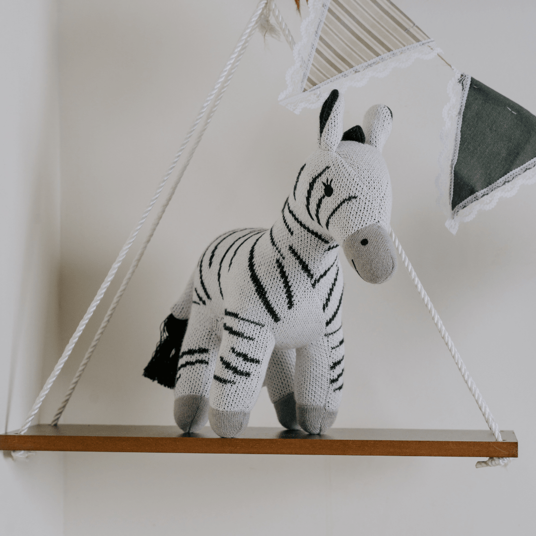 Newborn Gift Set – Swaddle, Zebra Plush Toy & Wooden Teethers