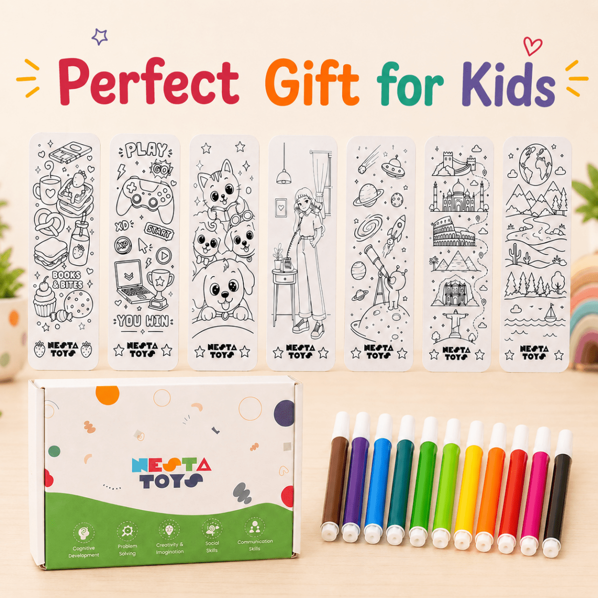DIY Double-Sided Bookmark Kit (7 Pcs) - Art & Craft Activity for Kids