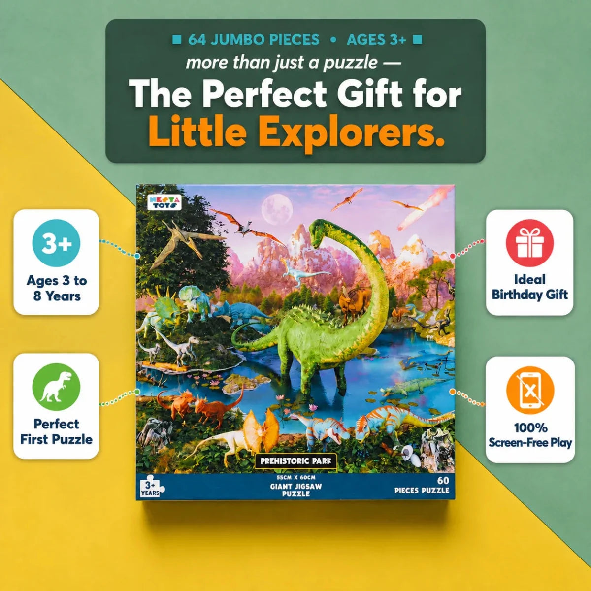 Prehistoric Park Jigsaw Puzzle for Kids (64 Pcs)