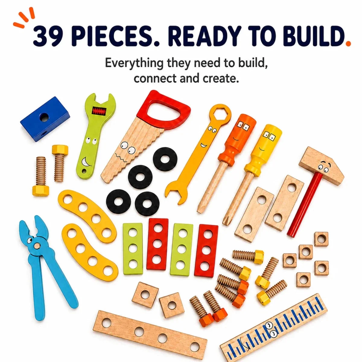 Wooden Tool Kit Without Box (39 Pcs)