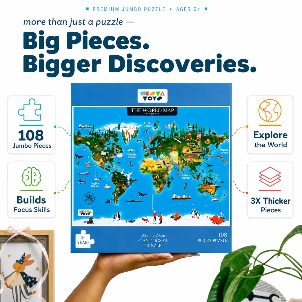 World Map Jigsaw Puzzle (108 Jumbo Pieces)