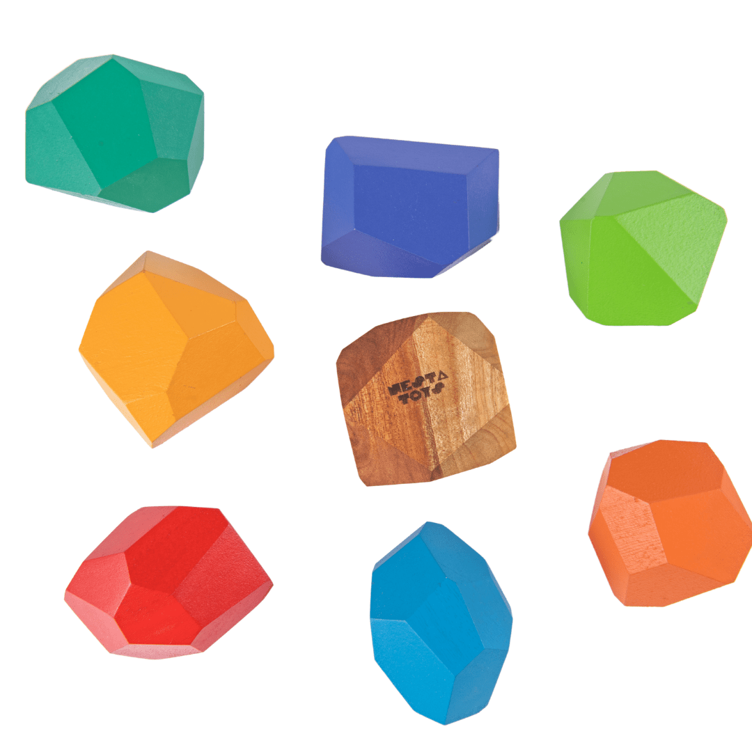 Wooden Stone Balancing Blocks |  Rainbow Stacking Sensory Toy (8 Pcs)