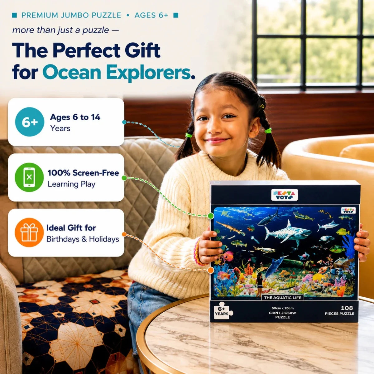 Aquatic Life Jigsaw Puzzle (108 Jumbo Pieces)
