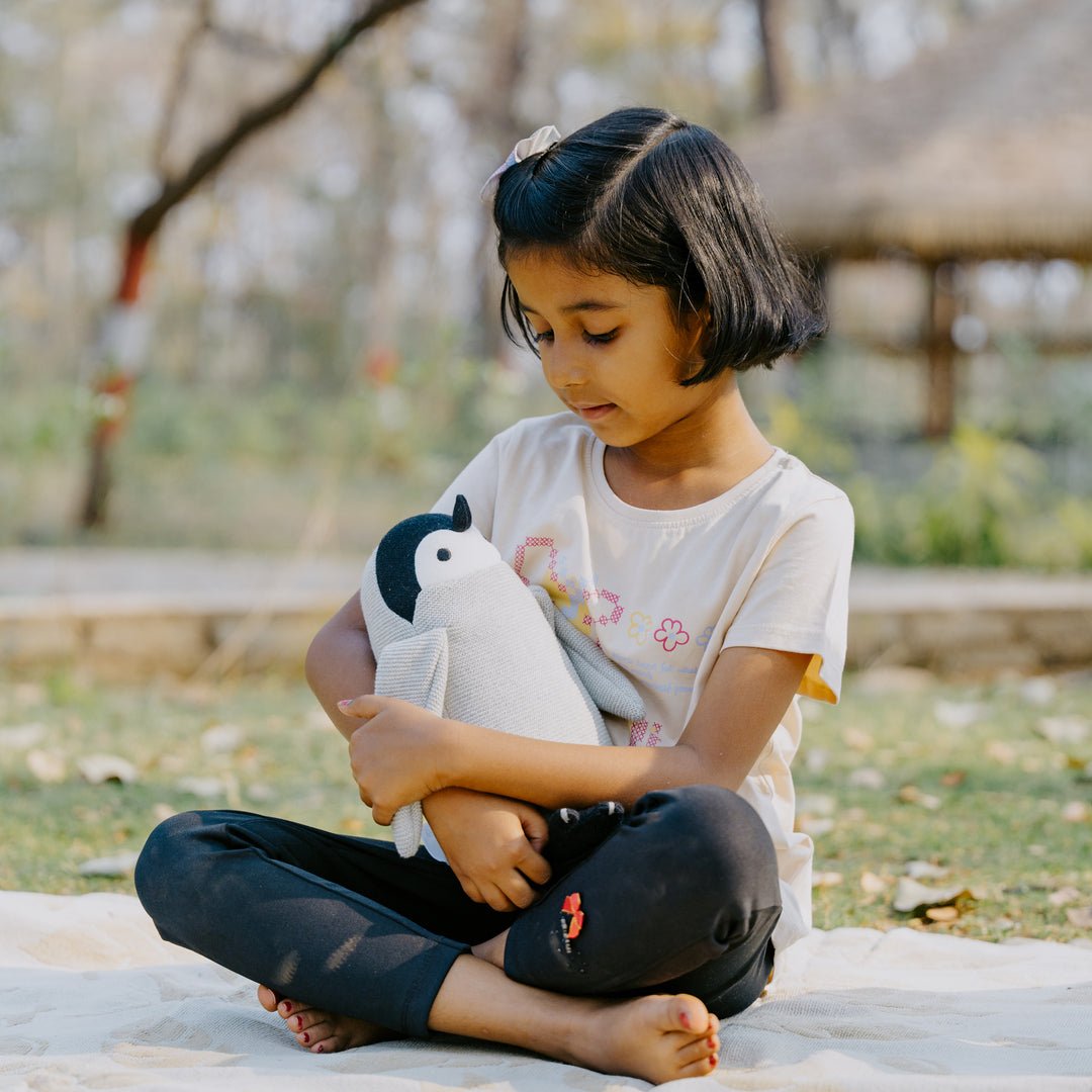 Peppy the Penguin | Knitted Cotton Animal Plush Toy for Kids