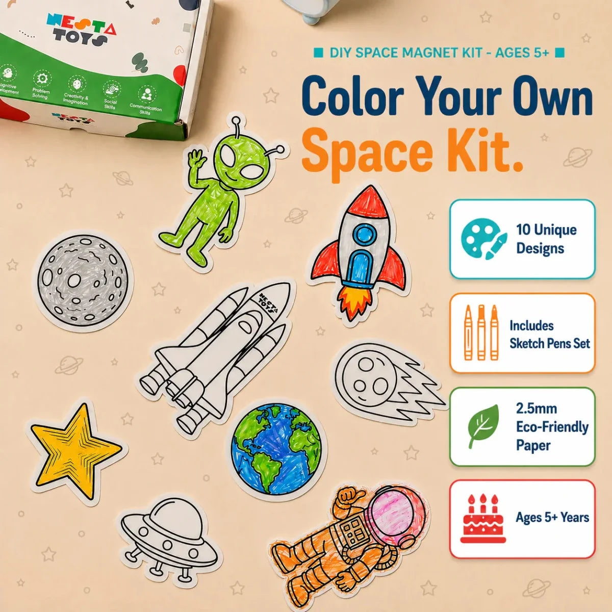 DIY Fridge Magnet (10 Pcs) - Space