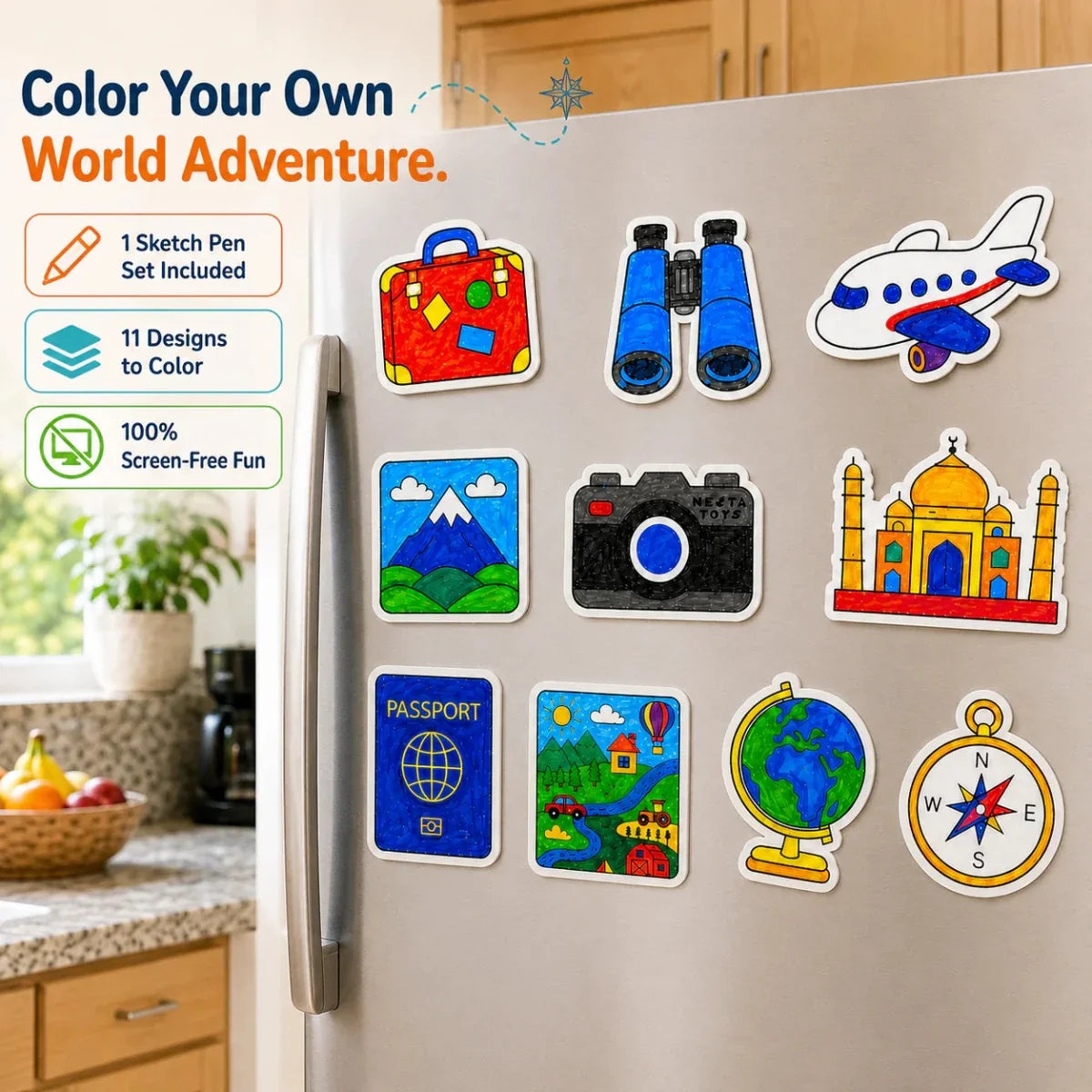 DIY Fridge Magnet (10 Pcs) - World Explorer