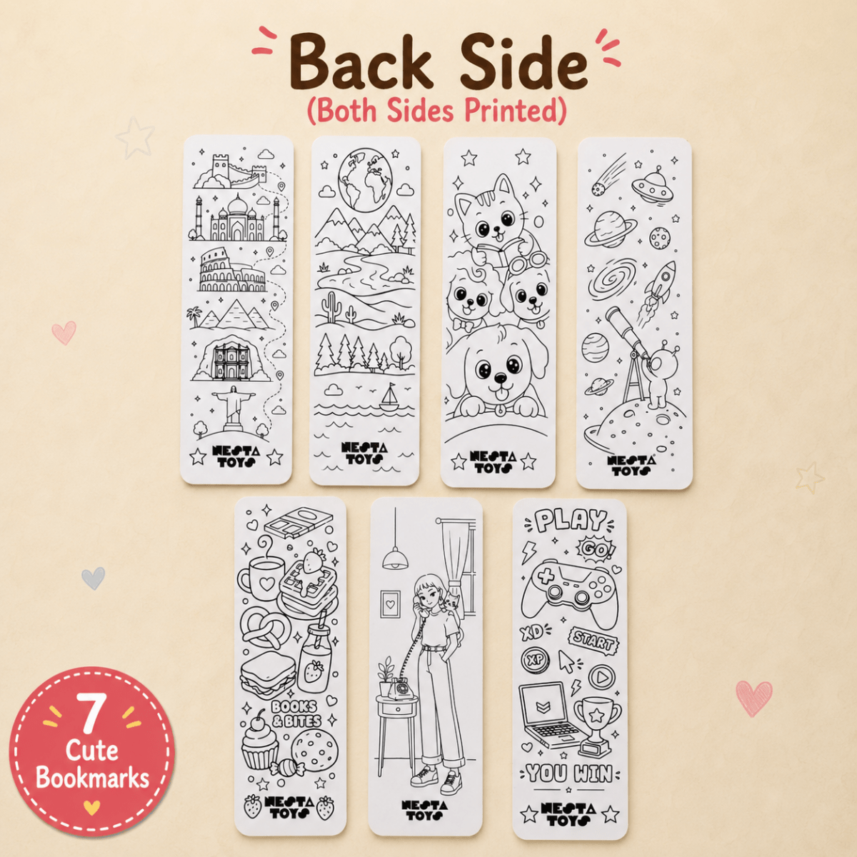 DIY Double-Sided Bookmark Kit (7 Pcs) - Art & Craft Activity for Kids
