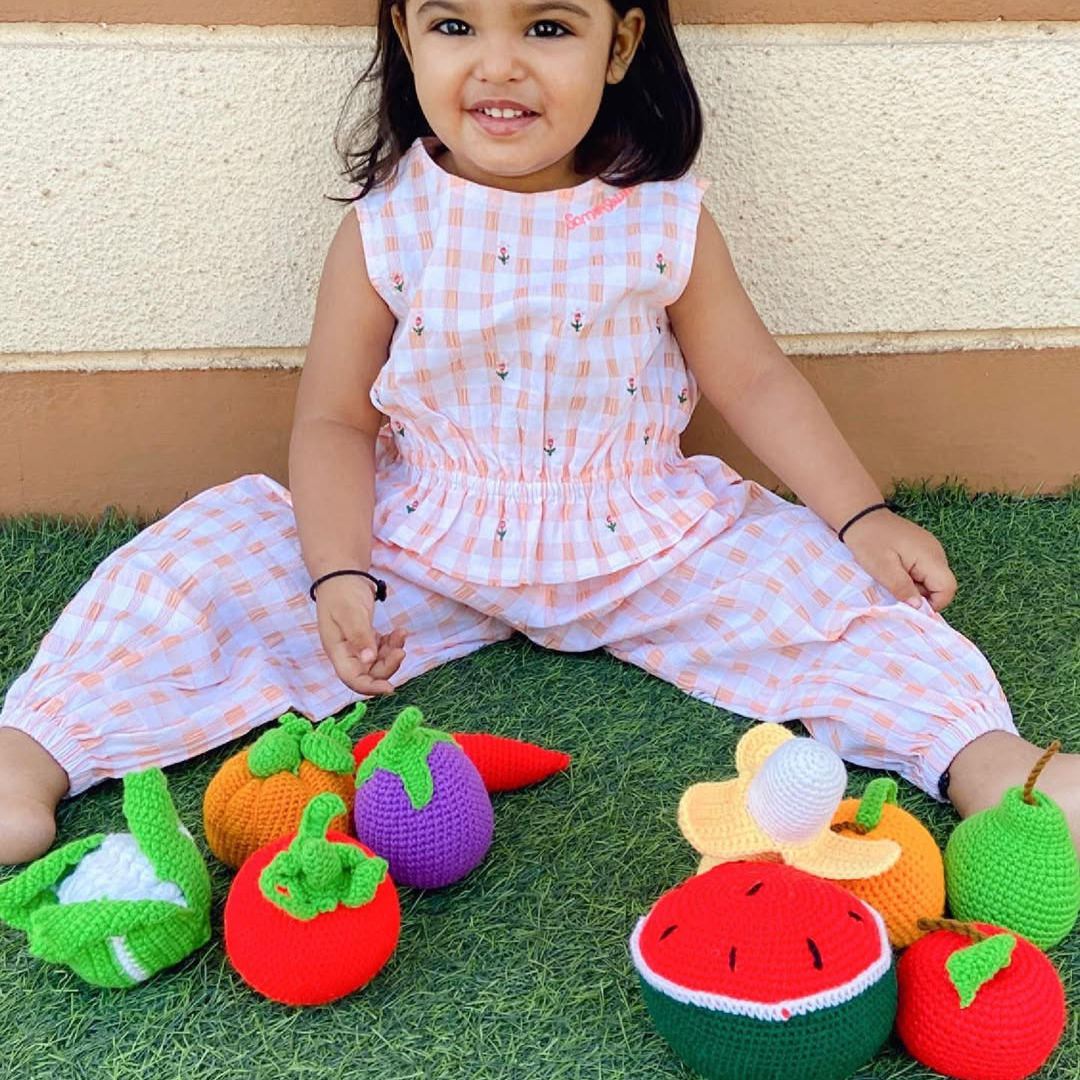 Crochet Fruits & Vegetable Toys | Play Food for Kids (10 Pcs)