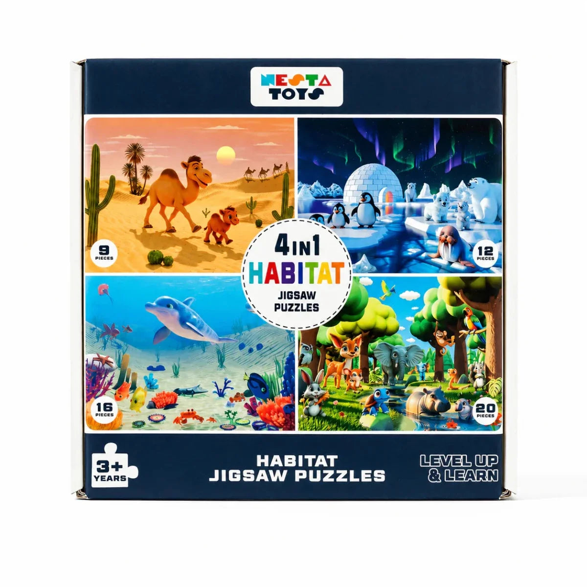 Habitat - 4 in 1 Level Up & Learn Jigsaw Puzzle (9 Pcs - 20 Pcs)