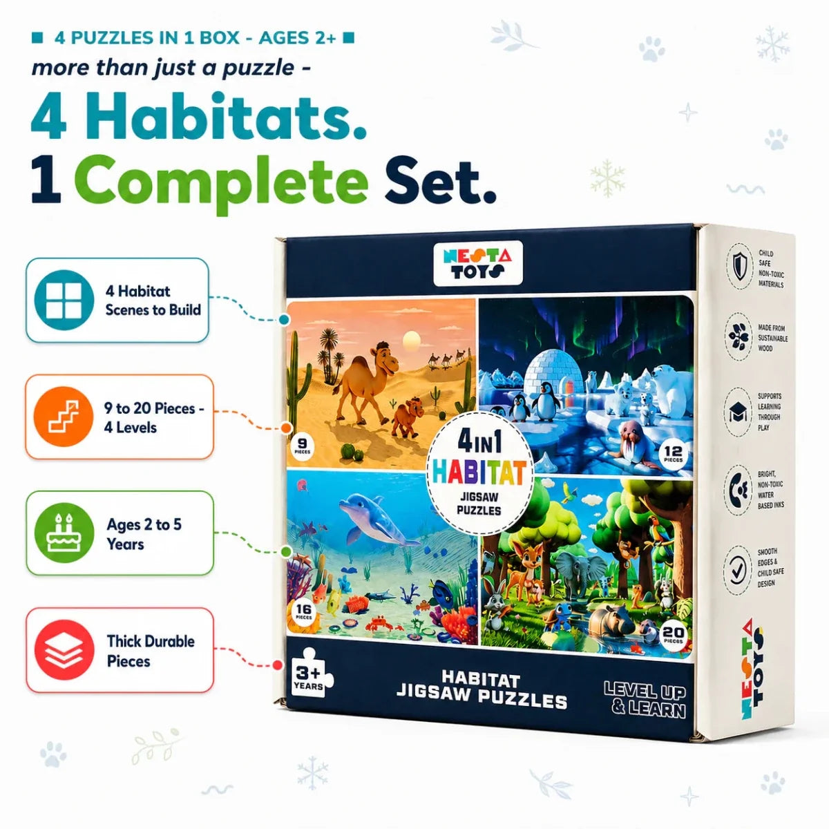 Habitat - 4 in 1 Level Up & Learn Jigsaw Puzzle (9 Pcs - 20 Pcs)