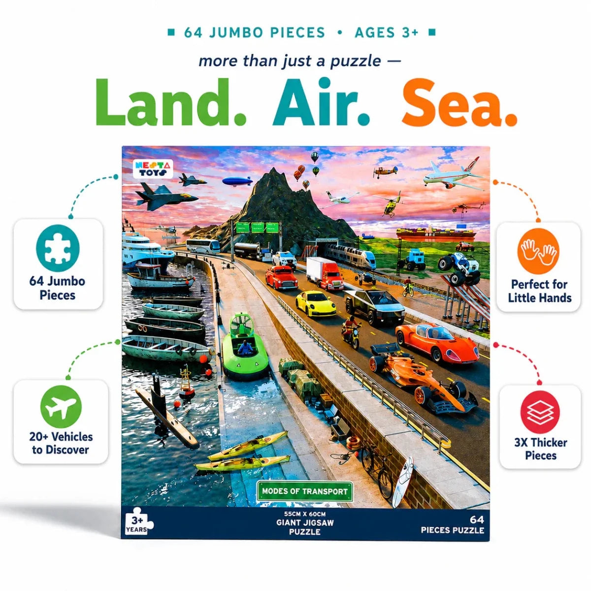 Modes of Transport Jigsaw Puzzle (64 Pcs)