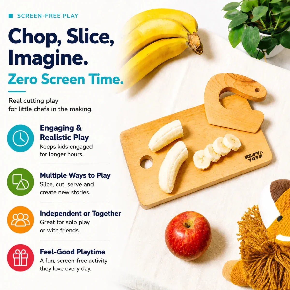 Montessori Chopping Board & Knife | Safe Cutting Tool for Kids