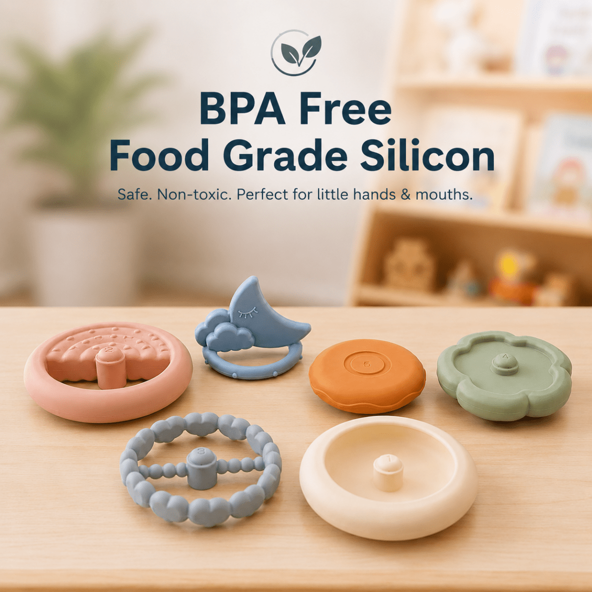 Silicone Baby Stacking Rings with Moon & Cloud | BPA-Free Montessori Teething Toy for Babies 6+ Months