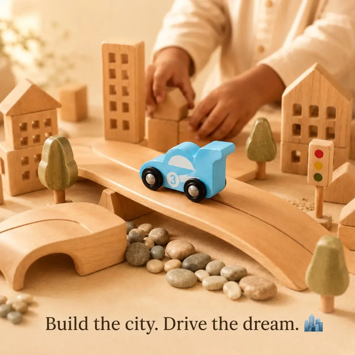 Wooden Car (3 Pcs) - Green, Orange, Purple