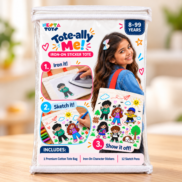 DIY Doodle Tote Bag for Kids - Iron-On Sticker Craft Kit
