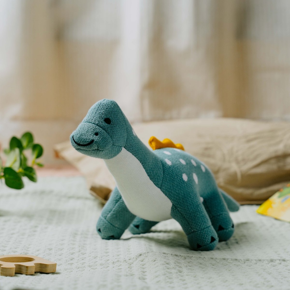 Dippy the Dino | Knitted Cotton Animal Plush Toy for Kids