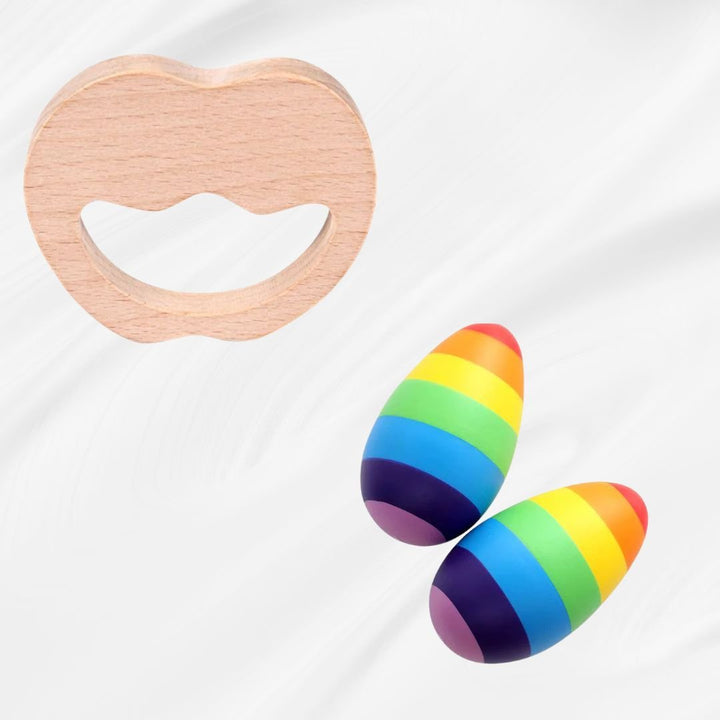 Wooden Egg Shaker (Rattle) & Teether Combo (3+ Months)