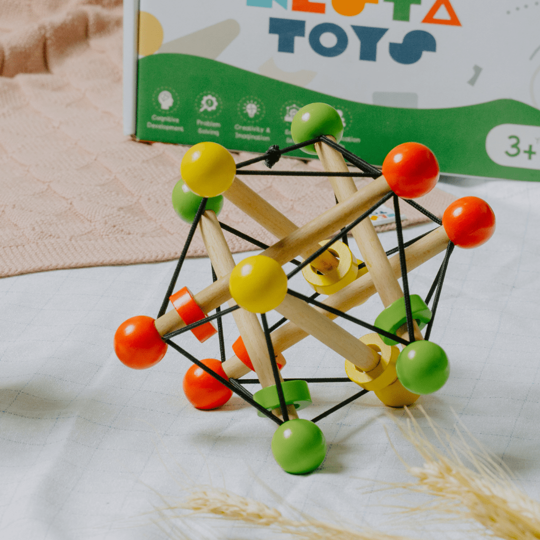 Skwish Wooden Baby Rattle | Teether Grasping Activity Toy