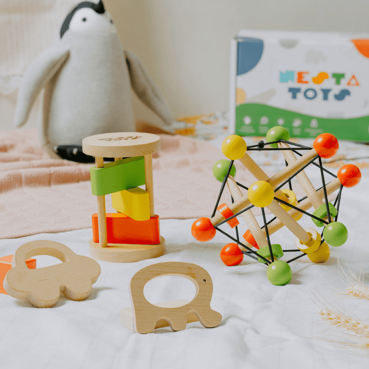 Newborn Gift Set – Skwish Rattle, Clacker Rattle & Wooden Teethers