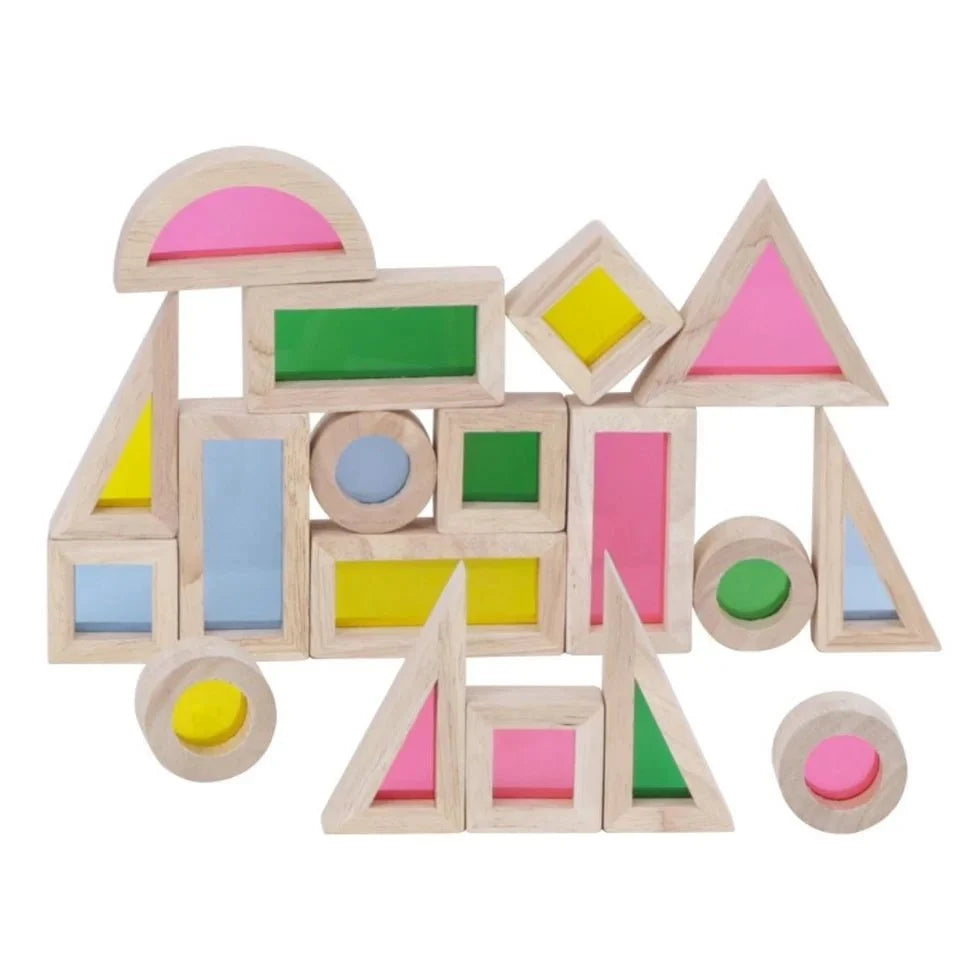 Wooden Acrylic Rainbow Building Blocks Toy (24 Pcs)