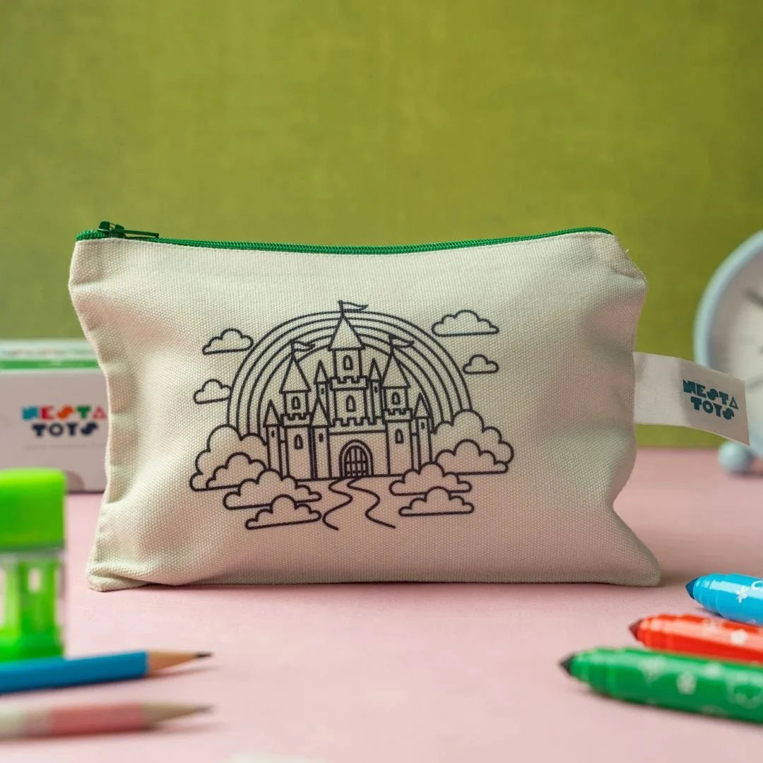 DIY Coloring Cotton Pouch for Kids  (Set of 4) – Princess Theme