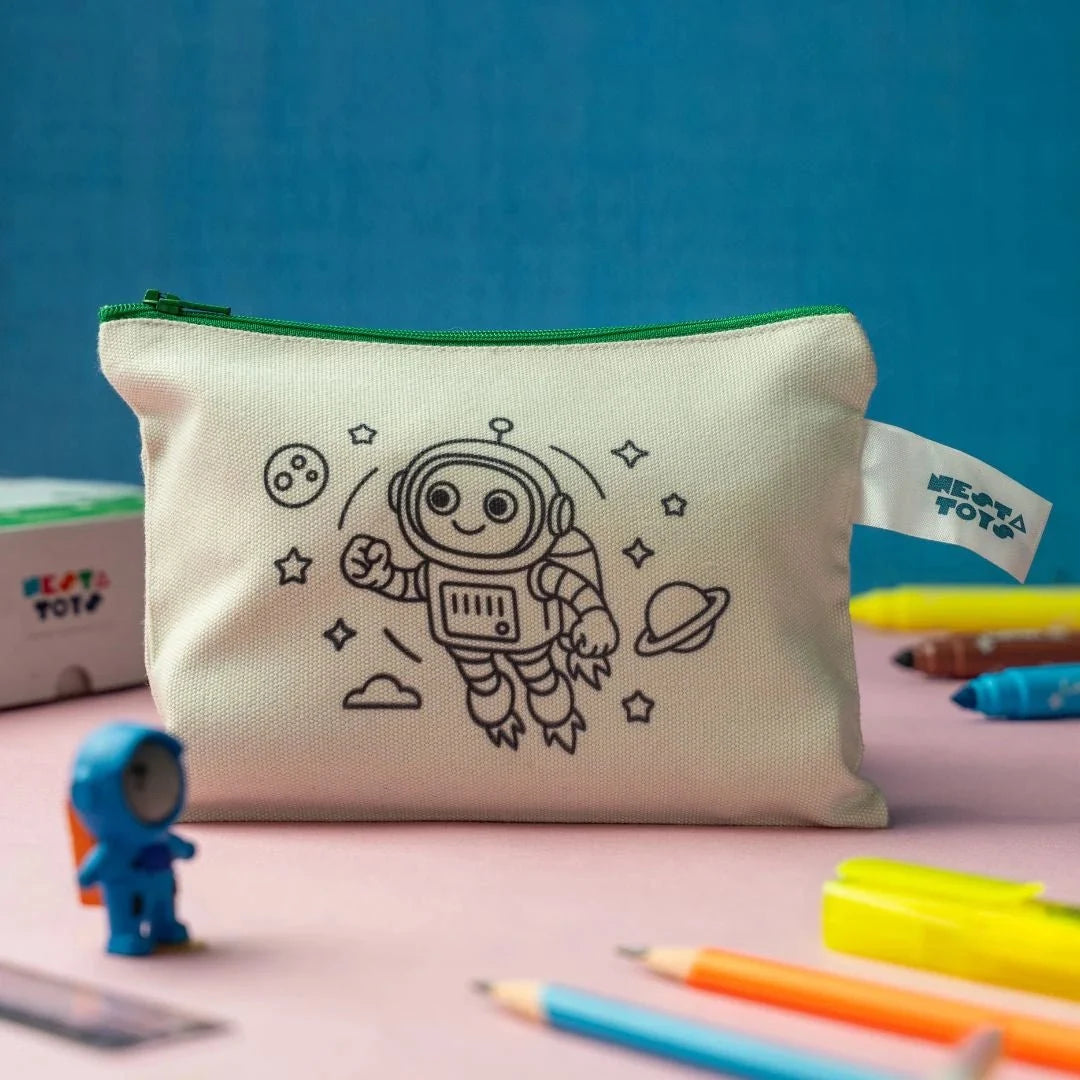 DIY Coloring Cotton Pouch for Kids (Set of 4) – Robots and Future Tech