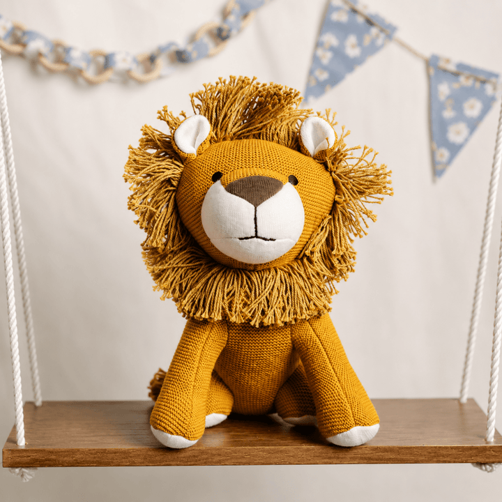 Leo the Lion | Knitted Cotton Animal Plush Toy for Kids