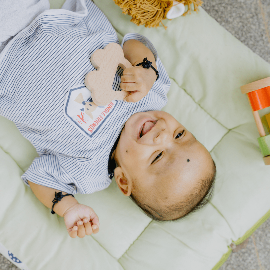 Newborn Gift Set – Swaddle, Penguin Plush Toy & Wooden Teethers