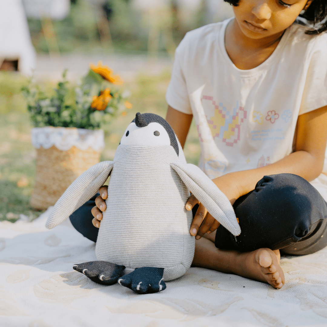Newborn Gift Set - Penguin Plush Toy &  Wooden Teethers